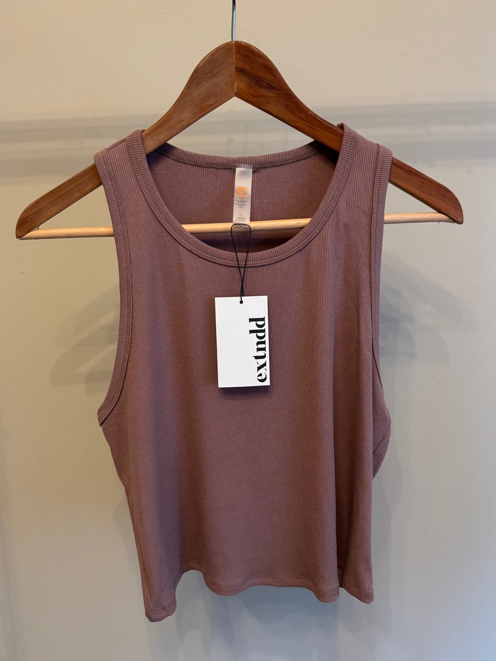 Mono B Myla Ribbed Racerback Tank Top NWT | Deep Taupe | 1XL